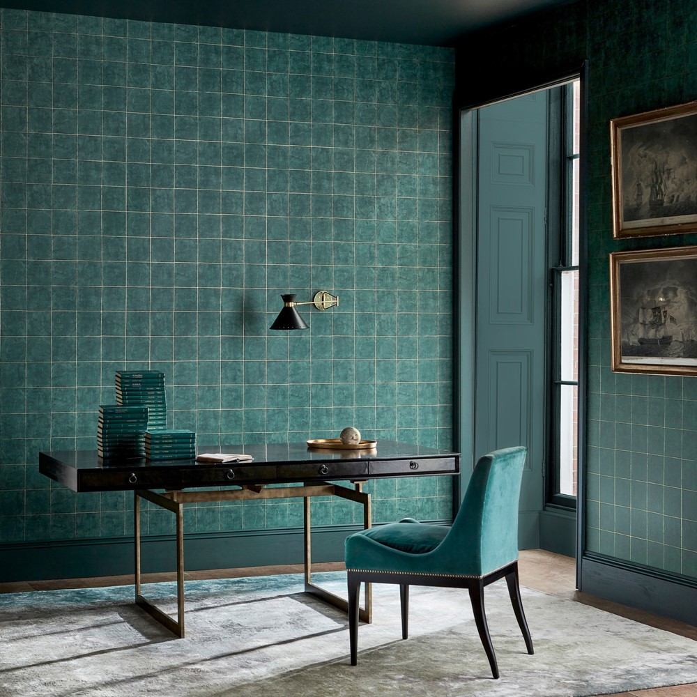 Piastrella Wallpaper 312950 by Zoffany in Huntsman Green